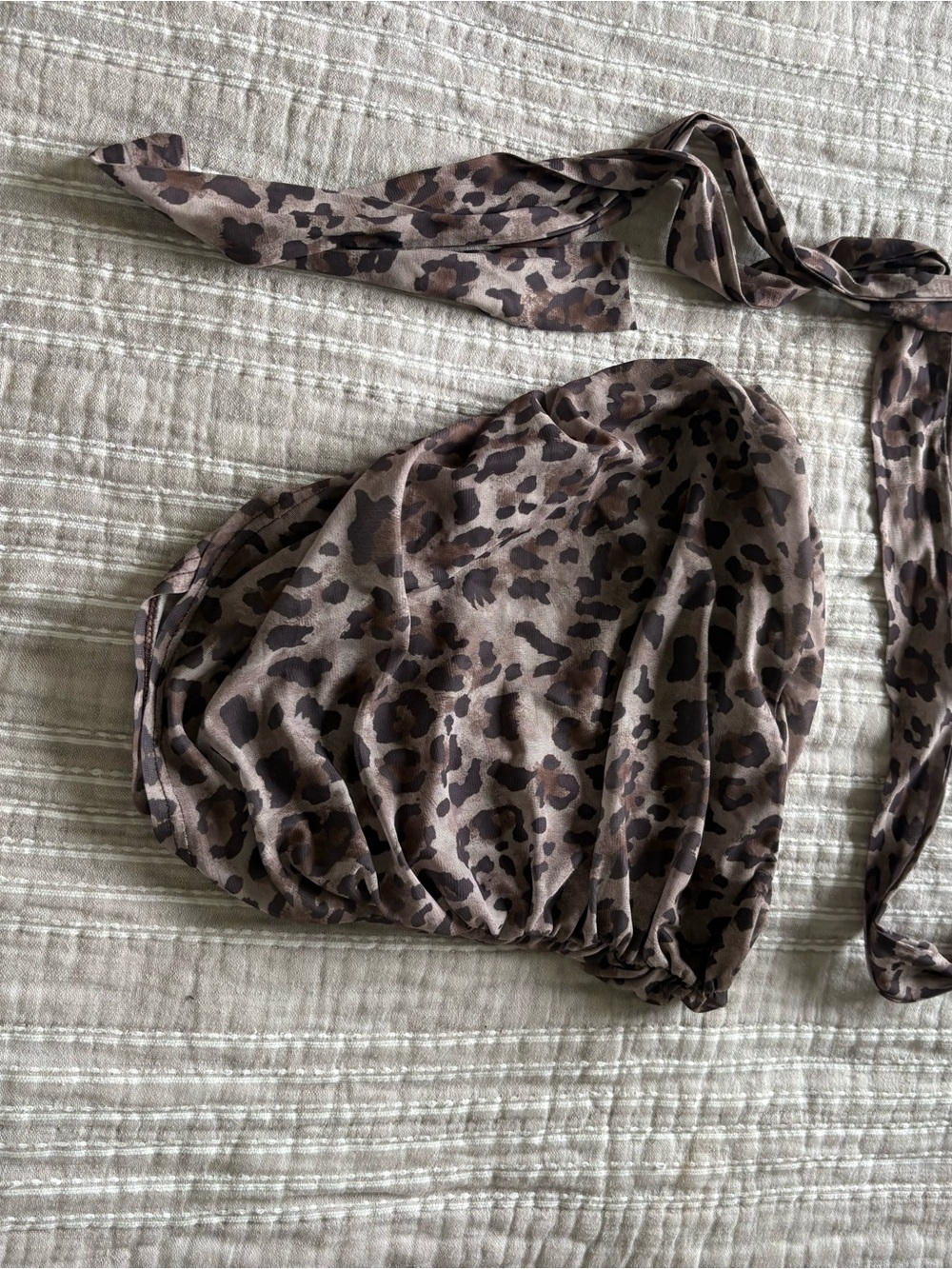 Leopard Print Strapless Bandeau Top with Scarf